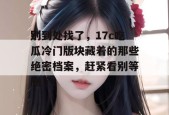 别到处找了，17c吃瓜冷门版块藏着的那些绝密档案，赶紧看别等删了！