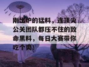刚出炉的猛料，连顶尖公关团队都压不住的致命黑料，每日大赛带你吃个爽！